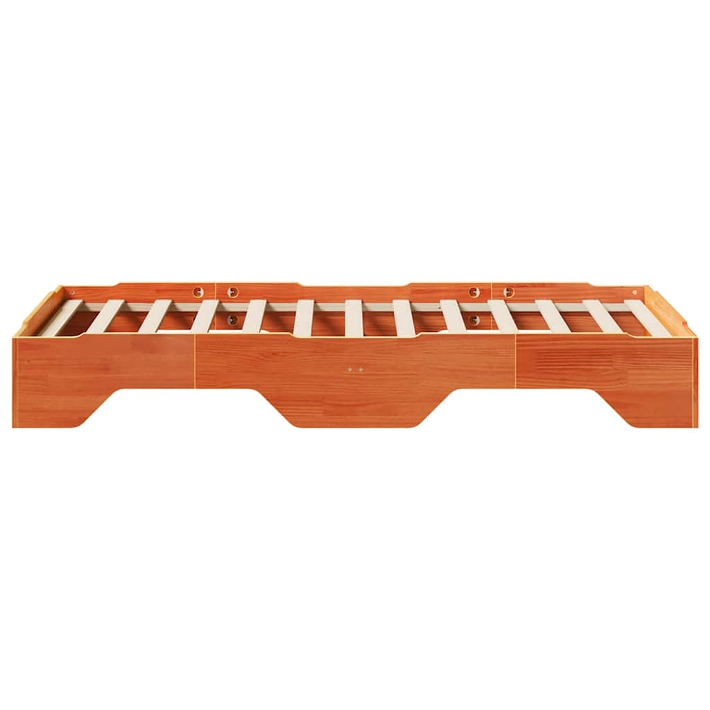 Bed Frame No Mattress Stackable Wax Brown 75x190 cm Small Single Solid Wood