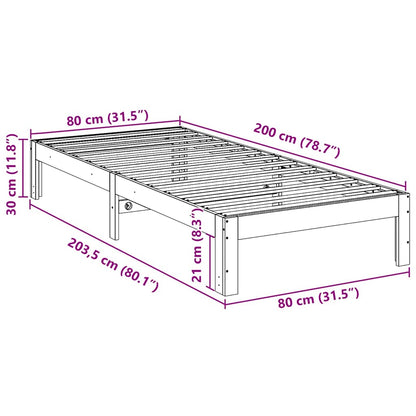 Bed Frame without Mattress 80x200 cm Solid Wood Pine