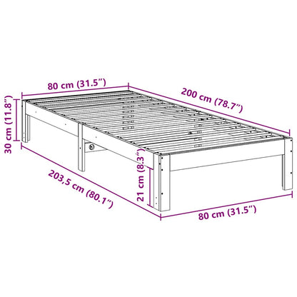 Bed Frame without Mattress White 80x200 cm Solid Wood Pine