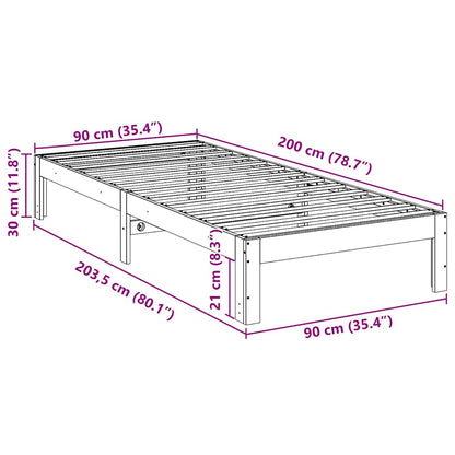Bed Frame without Mattress 90x200 cm Solid Wood Pine