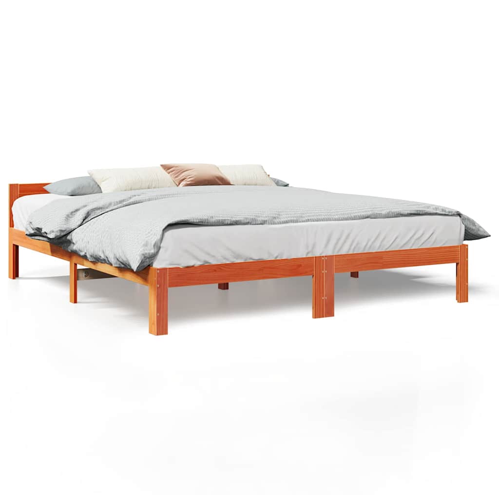 Bed Frame without Mattress Wax Brown 180x200 cm Super King Solid Wood Pine