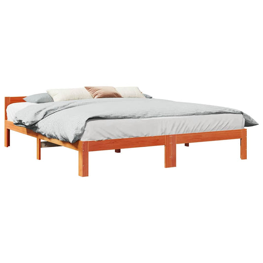 Bed Frame without Mattress Wax Brown 180x200 cm Super King Solid Wood Pine