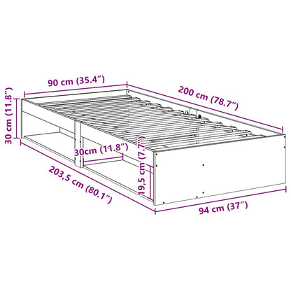 Day Bed without Mattress 90x200 cm Solid Wood Pine