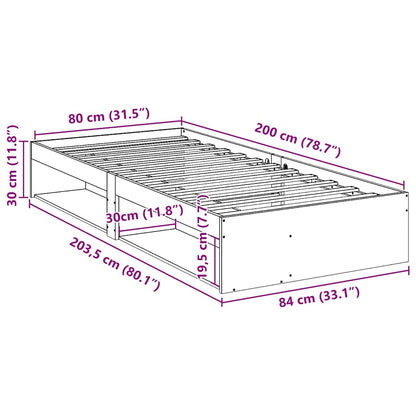 Day Bed without Mattress White 80x200 cm Solid Wood Pine