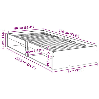 Day Bed without Mattress White 90x190 cm Solid Wood Pine
