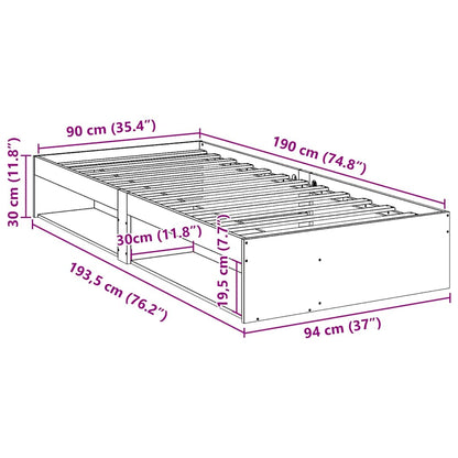 Day Bed without Mattress Wax Brown 90x190 cm Solid Wood Pine