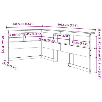 Bookcase Headboard L-Shaped 90 cm Solid Wood Pine