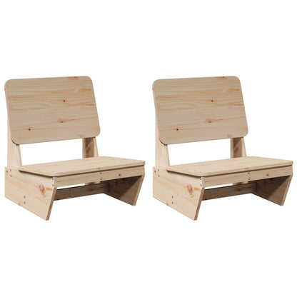 Set of 2 Solid Pine Garden Chairs, 60x64x70.5 cm, Natural Finish