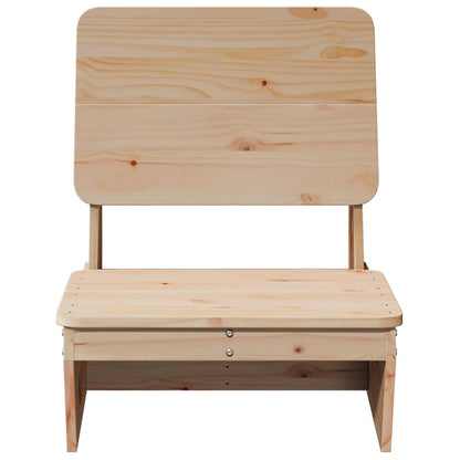Set of 2 Solid Pine Garden Chairs, 60x64x70.5 cm, Natural Finish