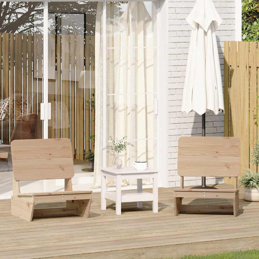 Set of 2 Solid Pine Garden Chairs, 60x64x70.5 cm, Natural Finish