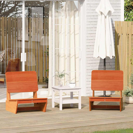 Wax Brown Solid Pine Garden Chairs Set of 2 - 60x64x70.5 cm