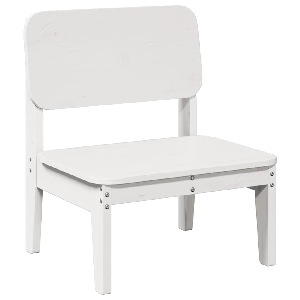Set of 2 Solid Pine Wood Garden Chairs, White, 60x52.5x72 cm