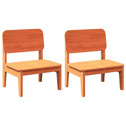 Solid Pine Wood Garden Chairs 2 pcs, Wax Brown, 60x52.5x72 cm