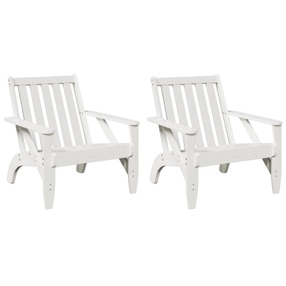White Solid Pine Garden Adirondack Chairs Set 2 pcs (75x77x77 cm)