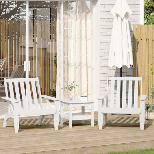 White Solid Pine Garden Adirondack Chairs Set 2 pcs (75x77x77 cm)