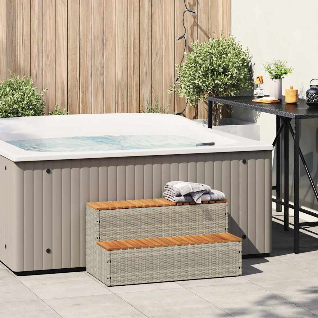 Hot Tub Step Poly Rattan And Solid Acacia
