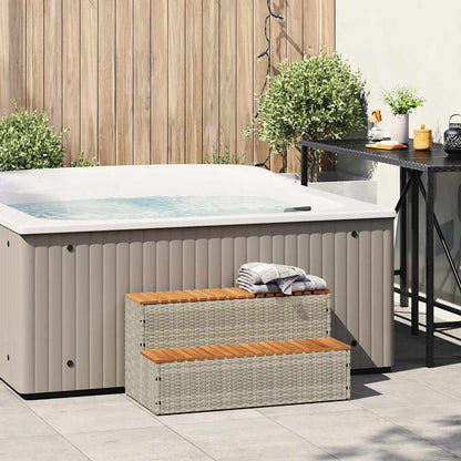 Hot Tub Step Poly Rattan And Solid Acacia