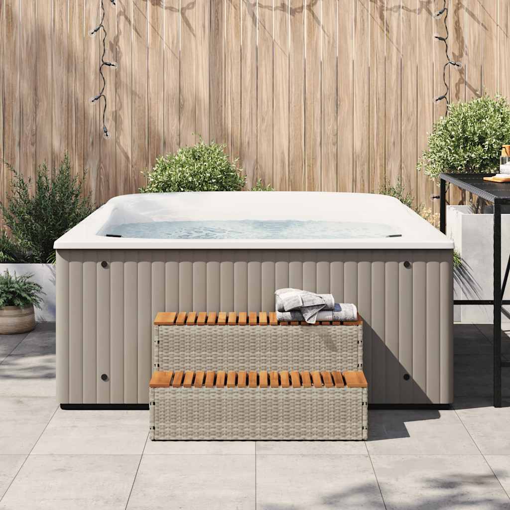 Hot Tub Step Poly Rattan And Solid Acacia