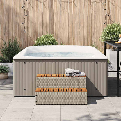 Hot Tub Step Poly Rattan And Solid Acacia