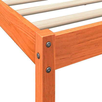 Solid Pine Wax Brown Bookcase Bed Frame 75x190 cm (No Mattress)