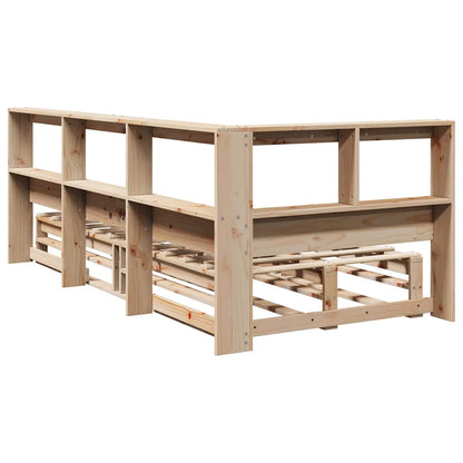 Bookcase Bed without Mattress 100x200cm Solid Wood Pine