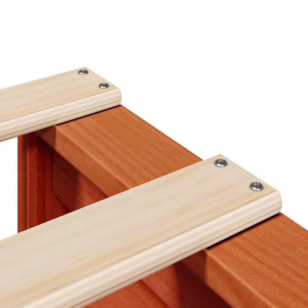 Solid Pine Wax Brown Bookcase Bed 75x190cm - No Mattress Included