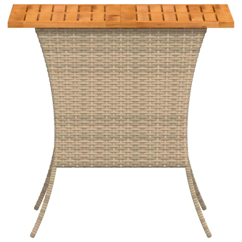 Garden Table with Acacia Wood Top Beige 105x75x72 cm Poly Rattan