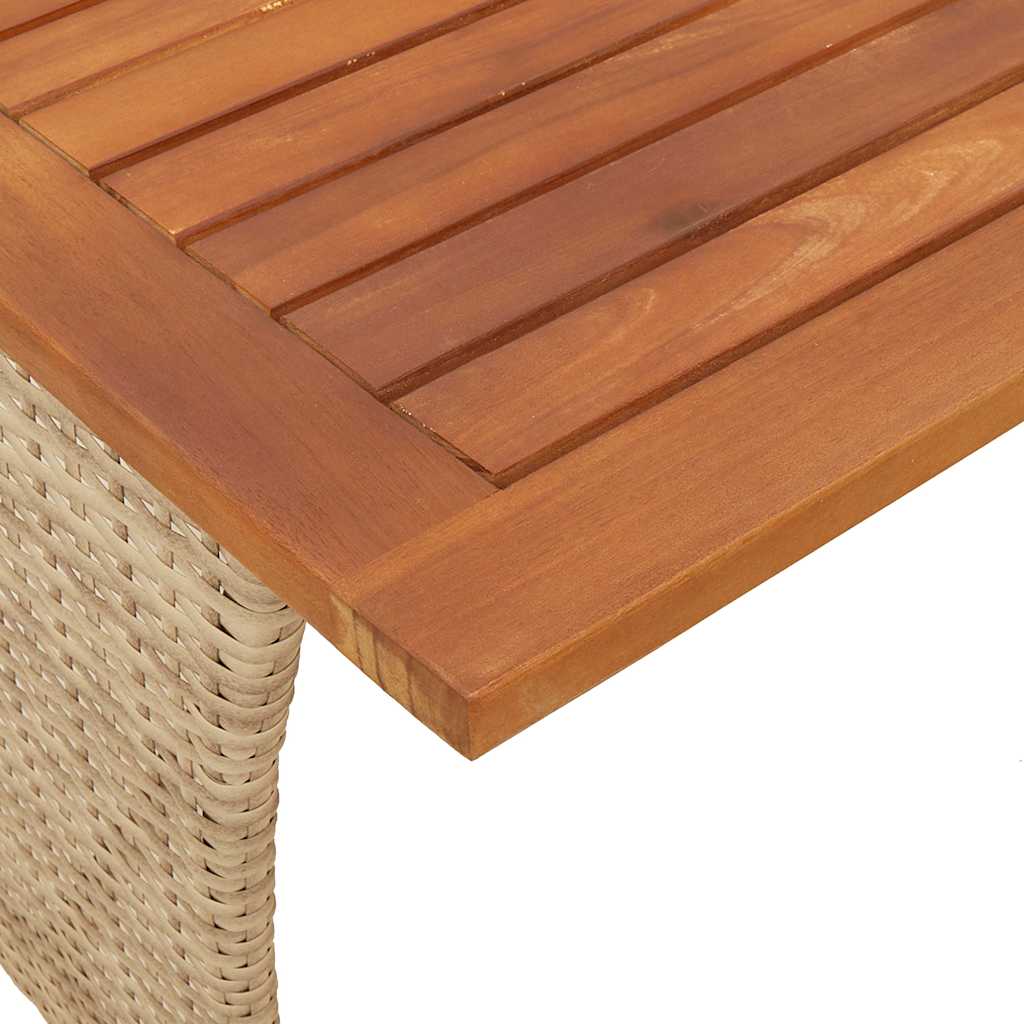 Garden Table with Acacia Wood Top Beige 105x75x72 cm Poly Rattan