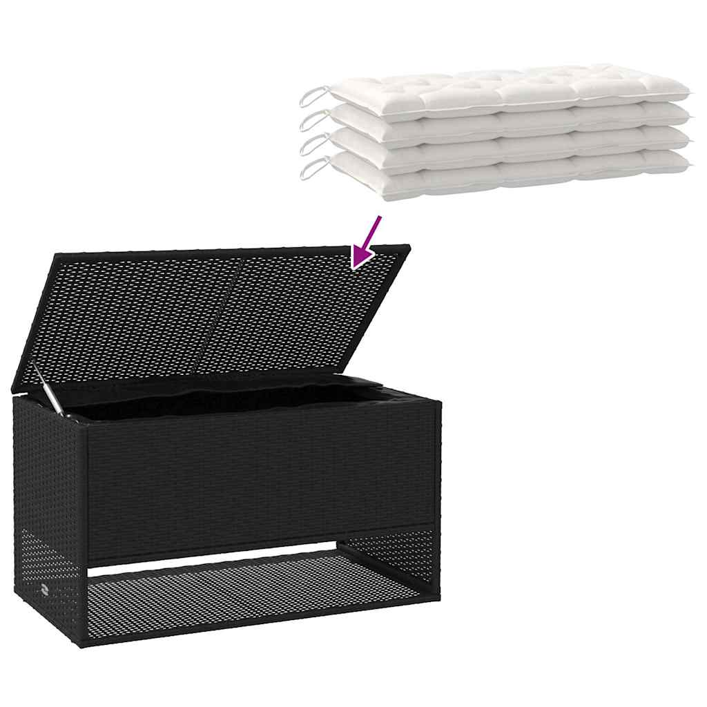 Black Poly Rattan Outdoor Cushion Box 100x55x55.5 cm