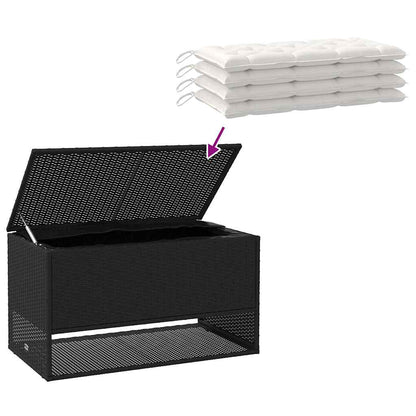 Black Poly Rattan Outdoor Cushion Box 100x55x55.5 cm