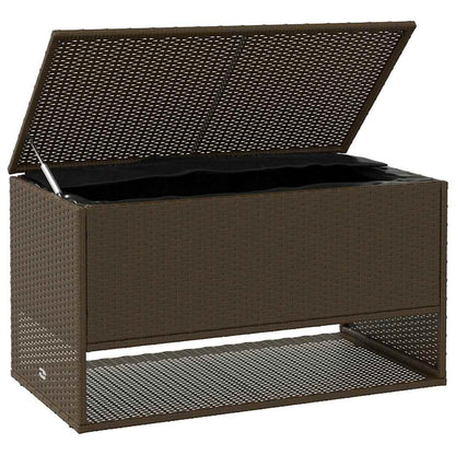 Brown Poly Rattan Outdoor Cushion Box - 100x55x55.5 cm Storage Solution