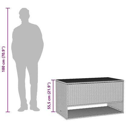 Brown Poly Rattan Outdoor Cushion Box - 100x55x55.5 cm Storage Solution