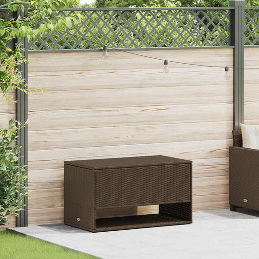 Brown Poly Rattan Outdoor Cushion Box - 100x55x55.5 cm Storage Solution