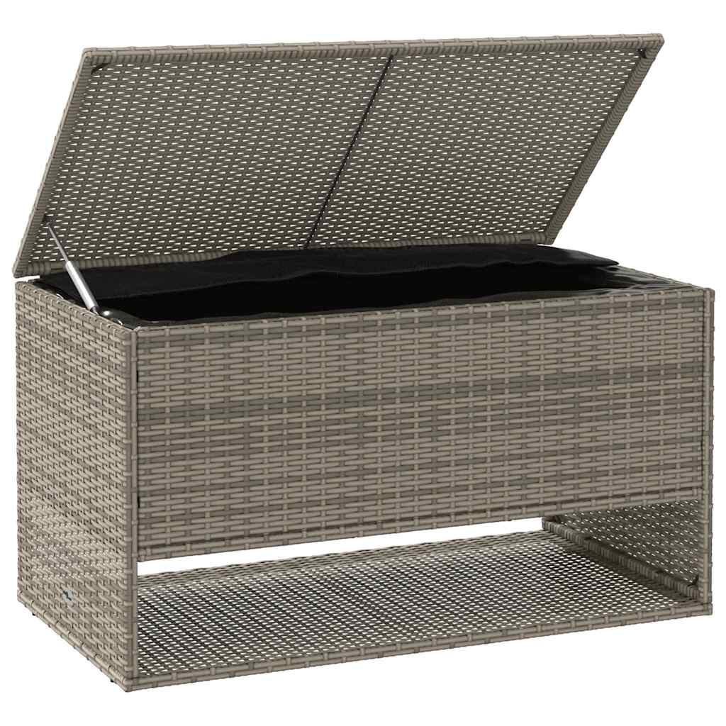 Stylish Grey Poly Rattan Outdoor Cushion Box 100x55x55.5 cm