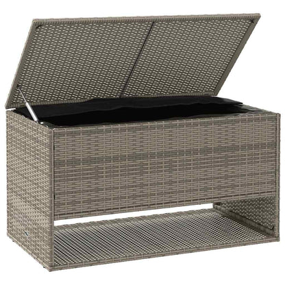 Stylish Grey Poly Rattan Outdoor Cushion Box 100x55x55.5 cm