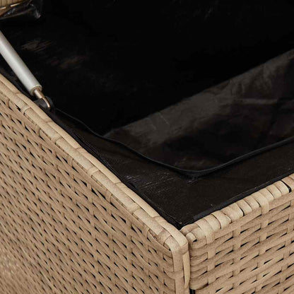 Beige Poly Rattan Outdoor Cushion Box 100x55x55.5 cm