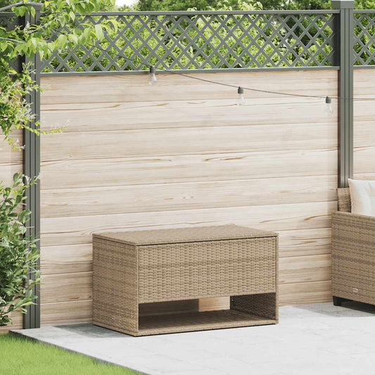 Beige Poly Rattan Outdoor Cushion Box 100x55x55.5 cm