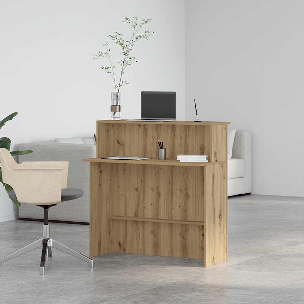 Artisan Oak Reception Desk 100x50x103.5 cm - Engineered Wood