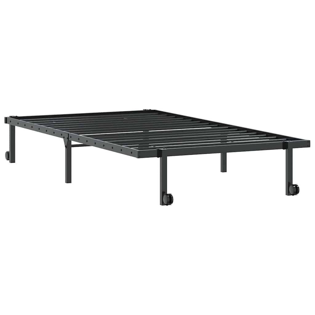 Foldable Black Steel Bed Frame 100x190 cm - Mattress Not Included