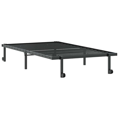Foldable Black Steel Bed Frame 100x190 cm - Mattress Not Included