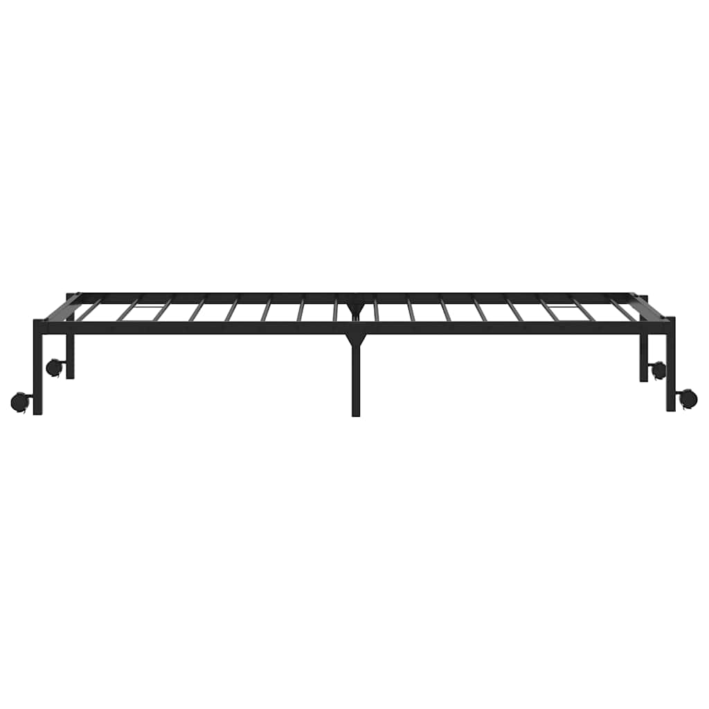 Foldable Black Steel Bed Frame 100x190 cm - Mattress Not Included