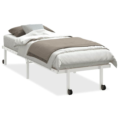 Foldable White Steel Bed Frame 75x190 cm - No Mattress Included