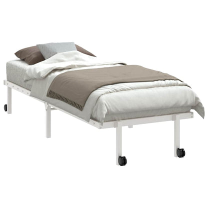 Foldable White Steel Bed Frame 75x190 cm - No Mattress Included