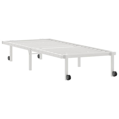 Foldable White Steel Bed Frame 75x190 cm - No Mattress Included