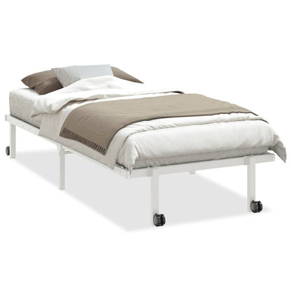 Foldable White Steel Bed Frame 90x190 cm - No Mattress Included