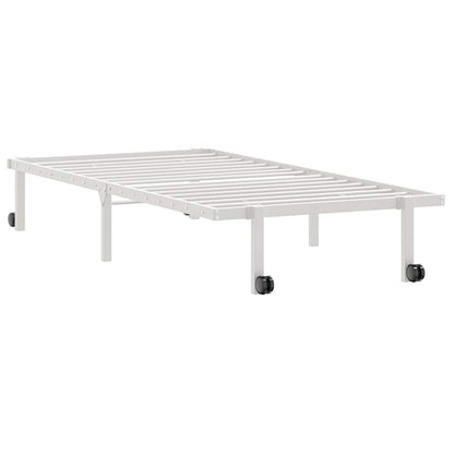 Foldable White Steel Bed Frame 90x190 cm - No Mattress Included