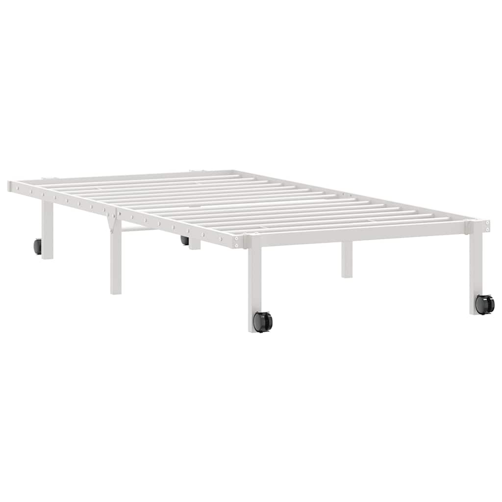 Foldable White Steel Bed Frame 90x190 cm - No Mattress Included