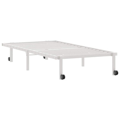 Foldable White Steel Bed Frame 90x190 cm - No Mattress Included