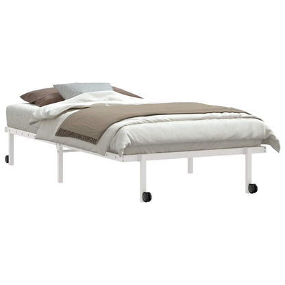 Foldable Steel Bed Frame, White, 100x190 cm (Mattress Not Included)