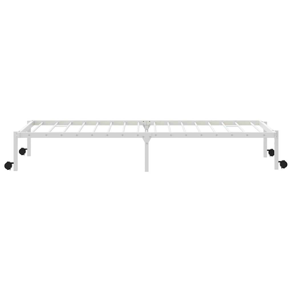 Foldable Steel Bed Frame, White, 100x190 cm (Mattress Not Included)
